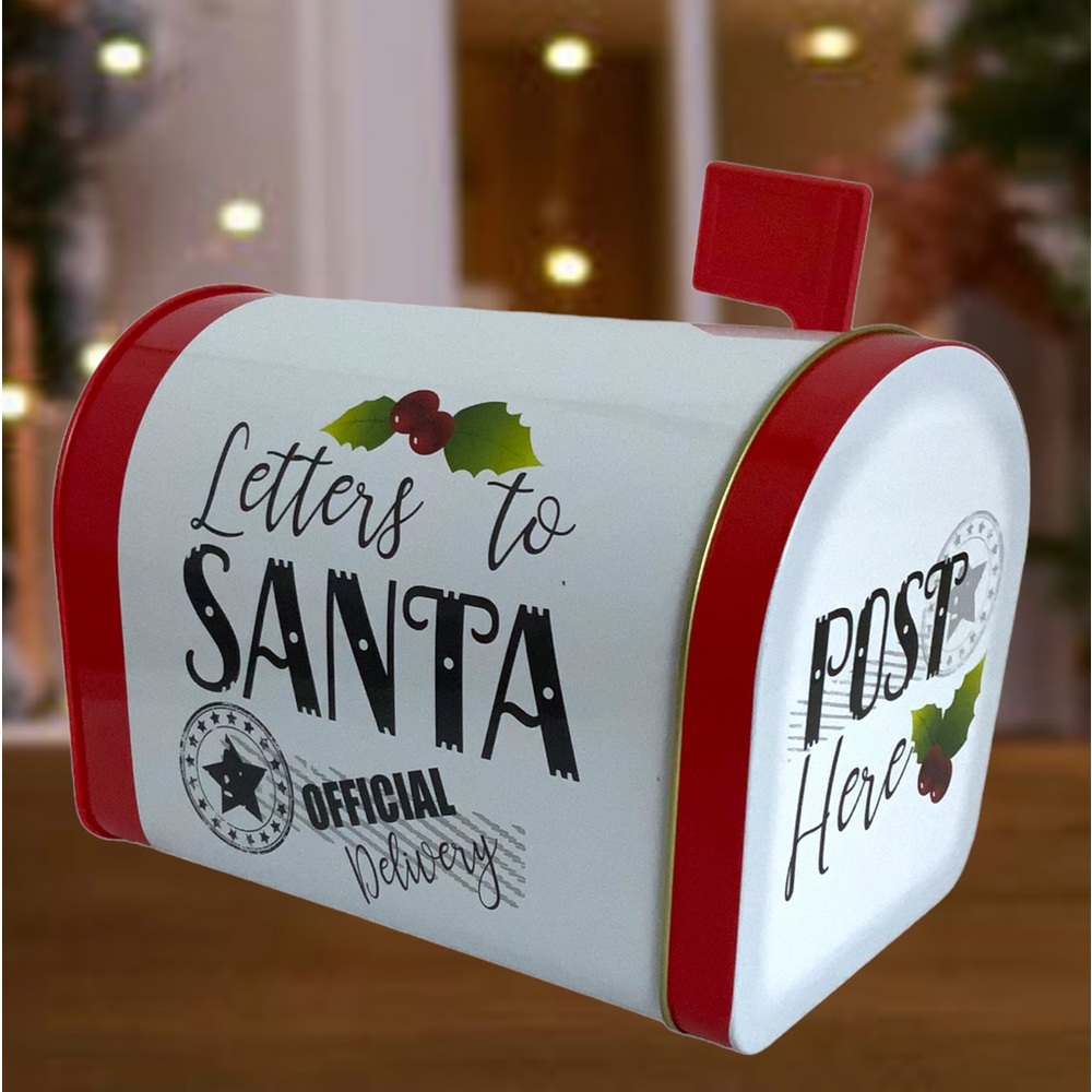 Letters to Santa Christmas Tin Tabletop Mailbox Decoration Red Official Delivery - Picture 11 of 11